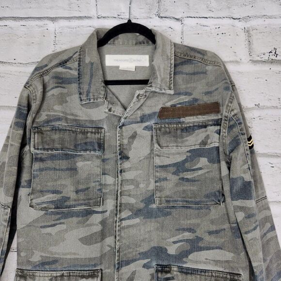 Treasure And Bond Women's Camouflage Cargo Jacket Size Small Pockets Military - Picture 3 of 13
